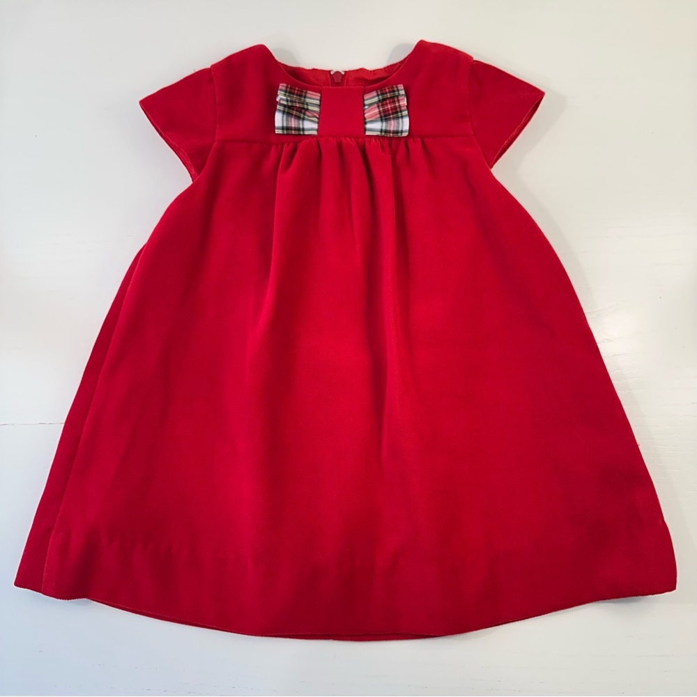 Florence Eiseman Red Velvet Christmas Dress Plaid Bow 18M